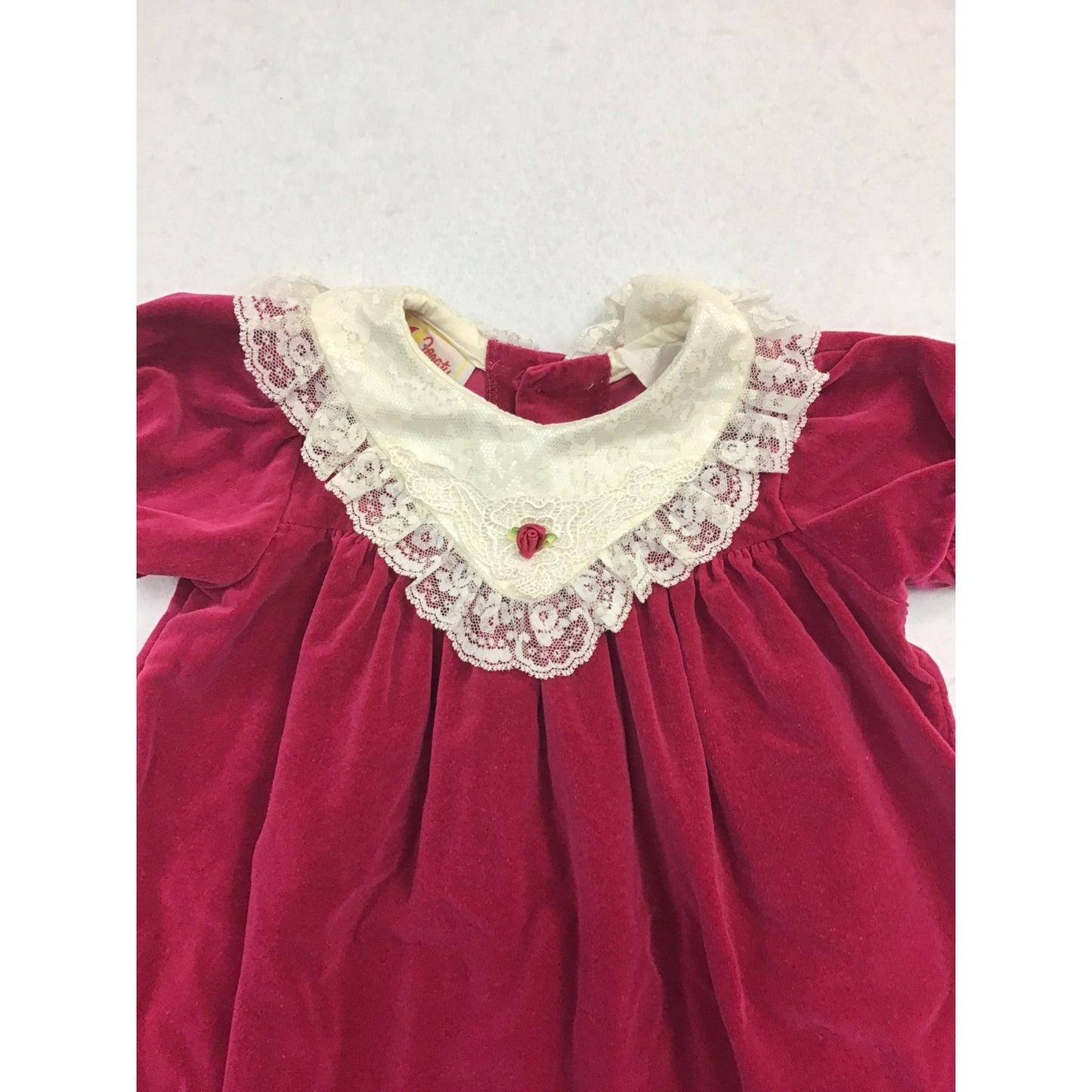 Vintage Baby Girl Velvet & Lace Dress