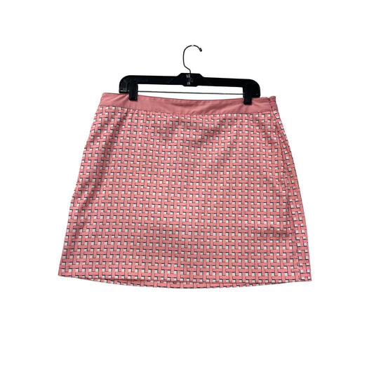 Pink Geometric Print A-Line Mini Skirt With Side Pockets #6992