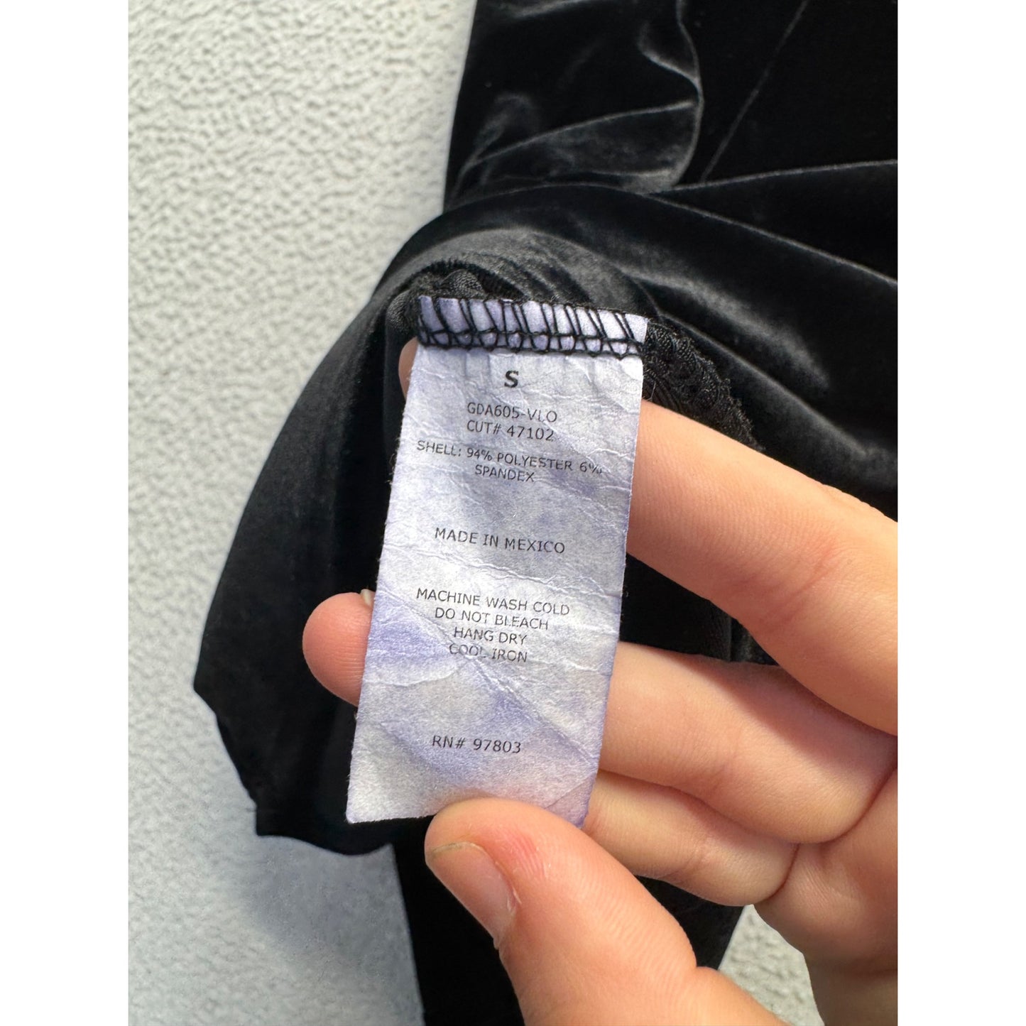 Green Envelope Los Angeles Black Velvet Bell Sleeve Dress S #9317