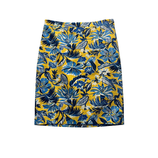 *NWT* J.Crew Womens Floral Pencil Skirt Size 6 Cotton Blend  Yellow & Blue #188B