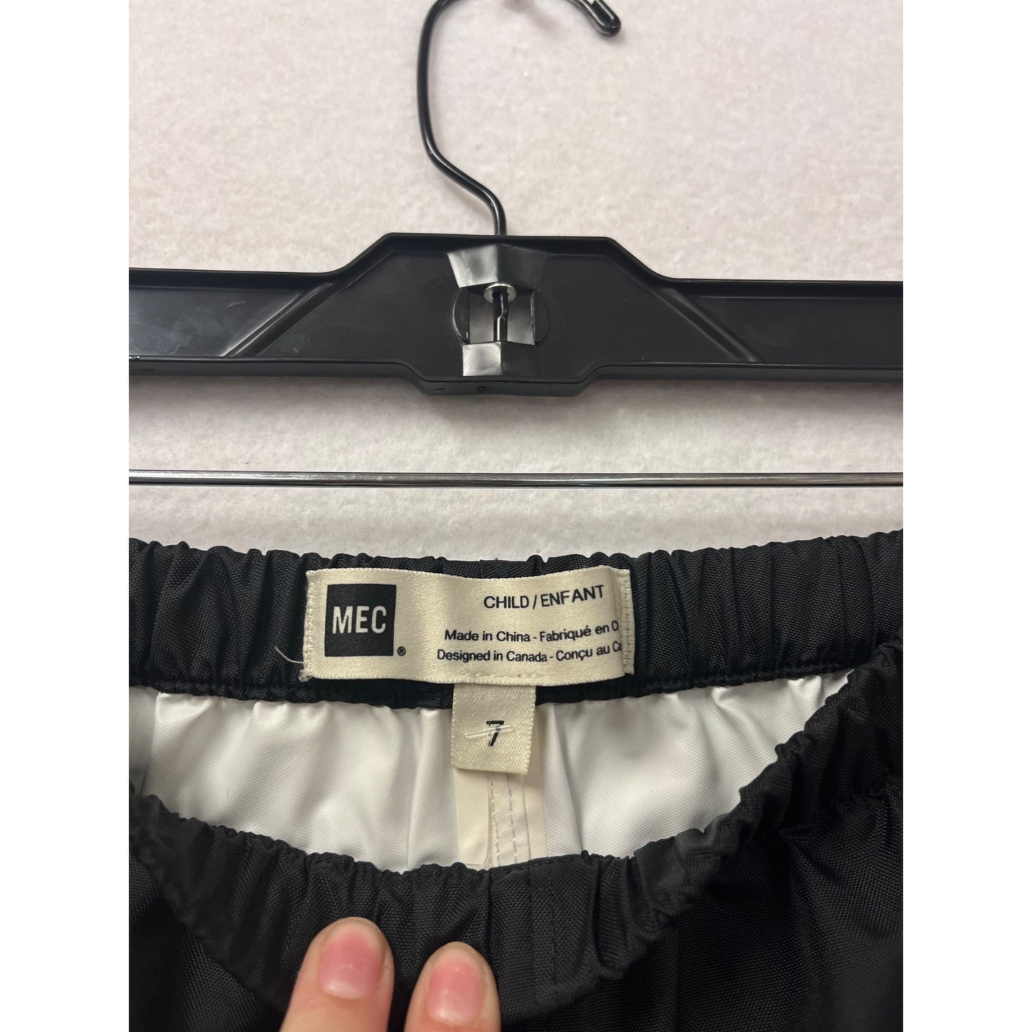 MEC Black Waterproof Nylon Rain Pants Size 7 #8466