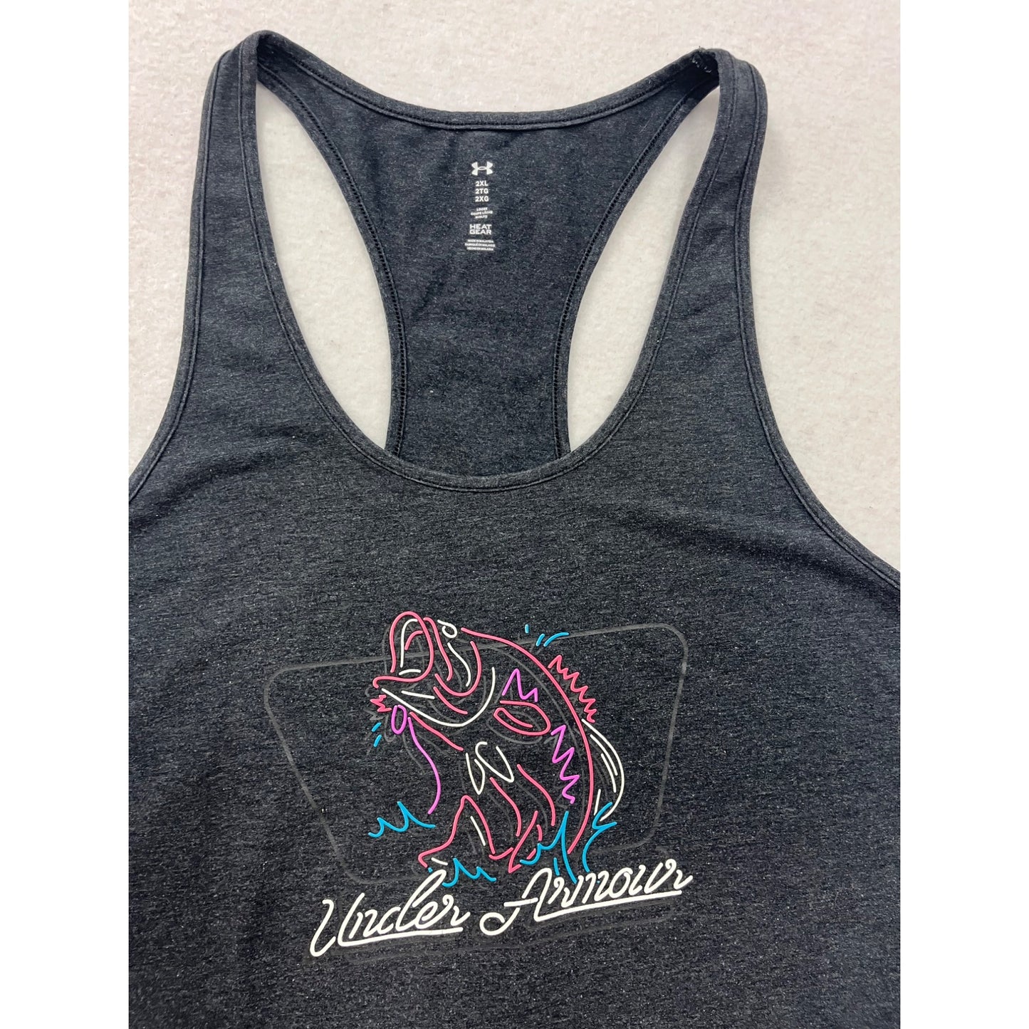 Under Armour 2XL Racerback Tank Top With Neon Fish Graphic #8706