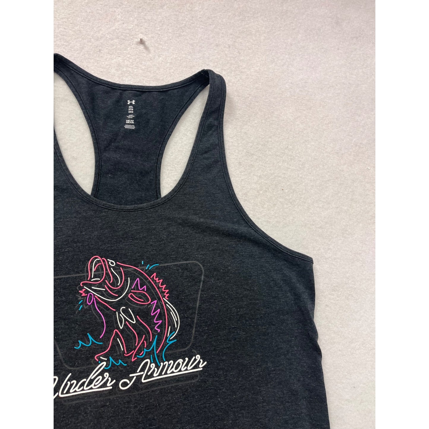 Under Armour 2XL Racerback Tank Top With Neon Fish Graphic #8706