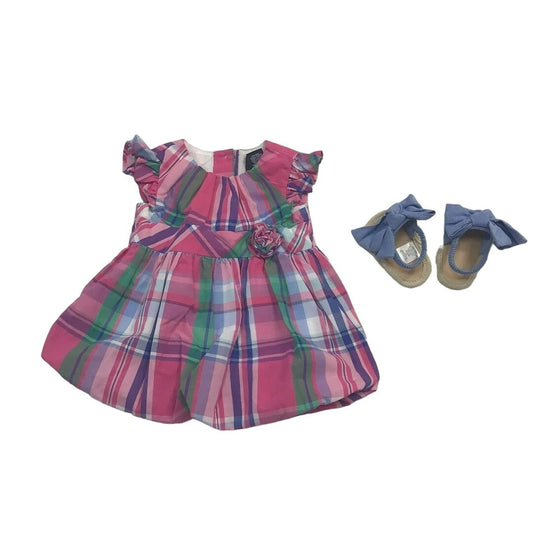 Baby Girl Plaid Dress with Shoes