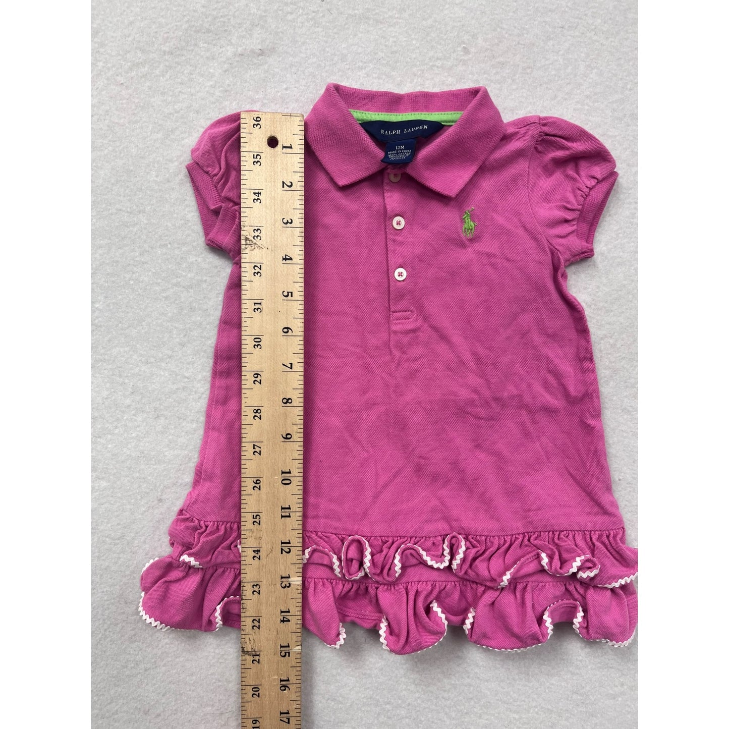 Ralph Lauren Baby Girl Ruffled Polo Dress 12M #6276