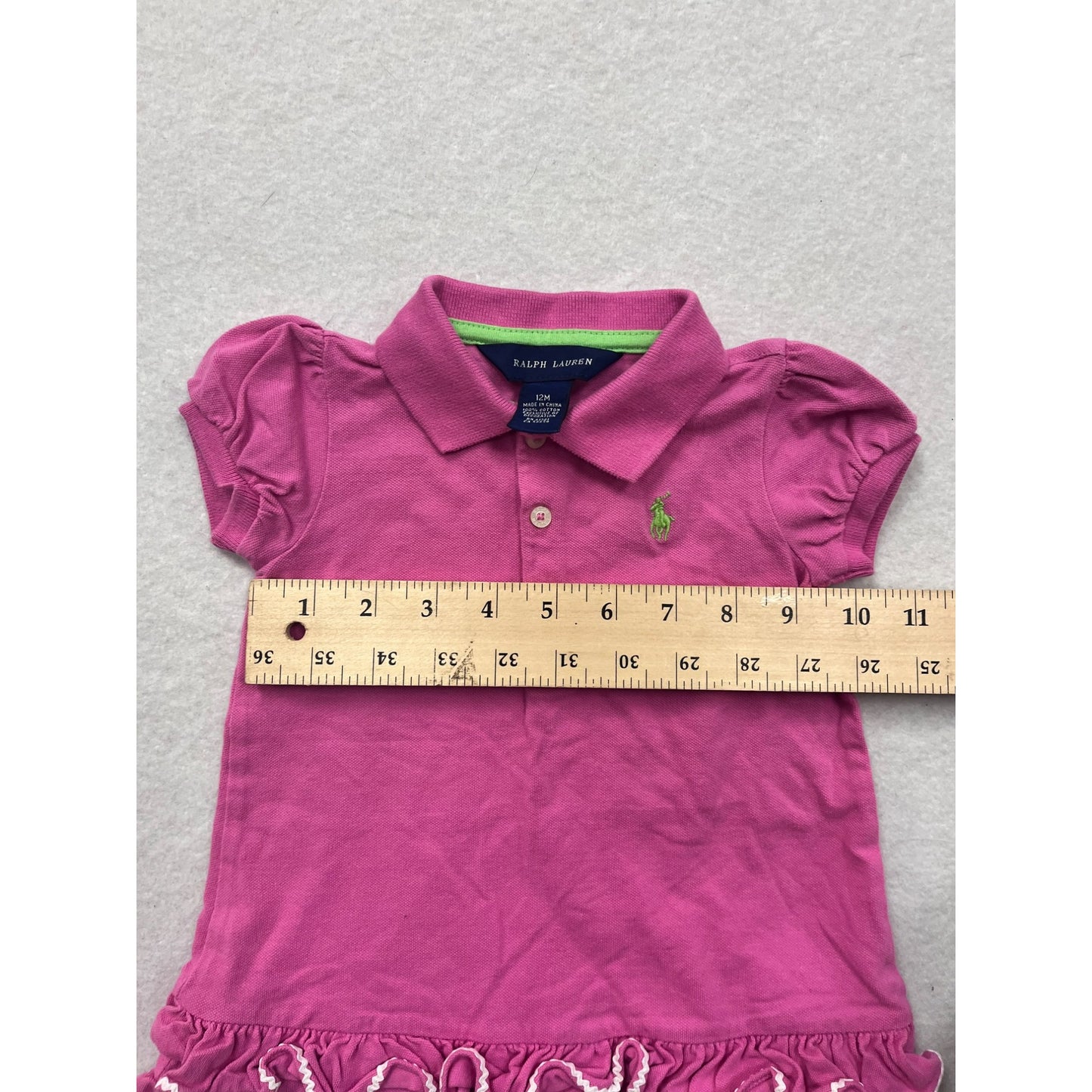 Ralph Lauren Baby Girl Ruffled Polo Dress 12M #6276