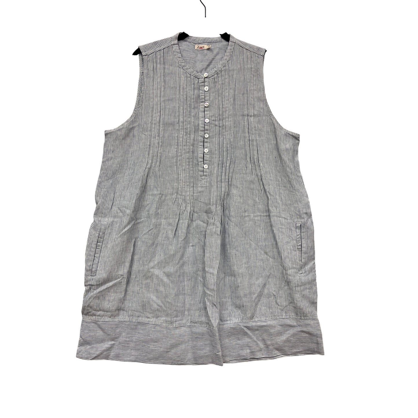 Flax XL Sleeveless Striped Button-Front Dress #649A