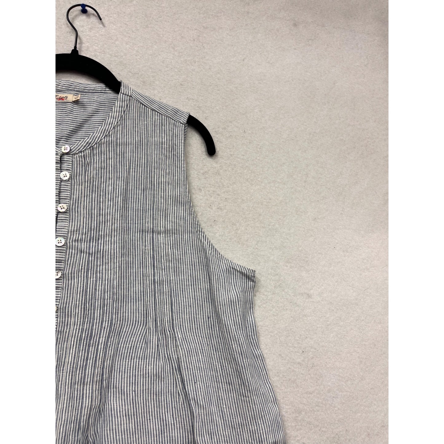 Flax XL Sleeveless Striped Button-Front Dress #649A