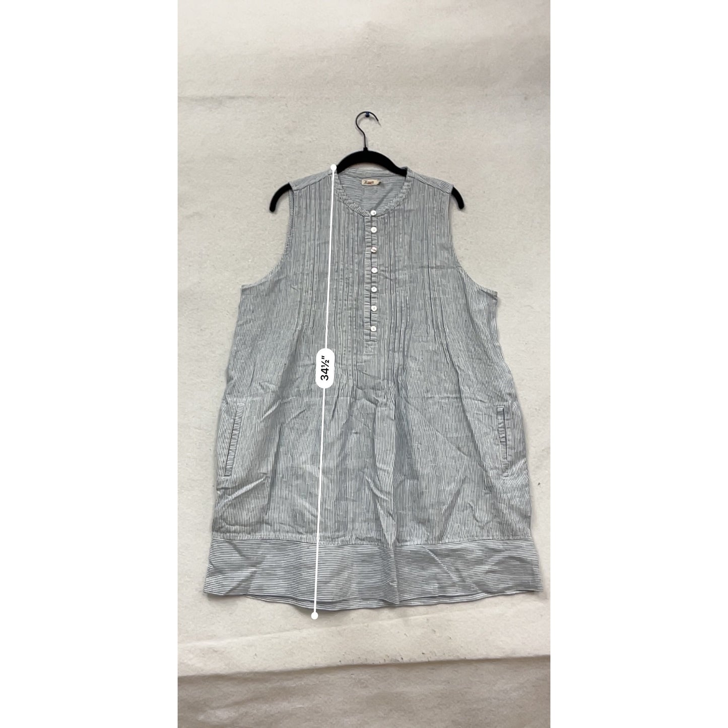 Flax XL Sleeveless Striped Button-Front Dress #649A