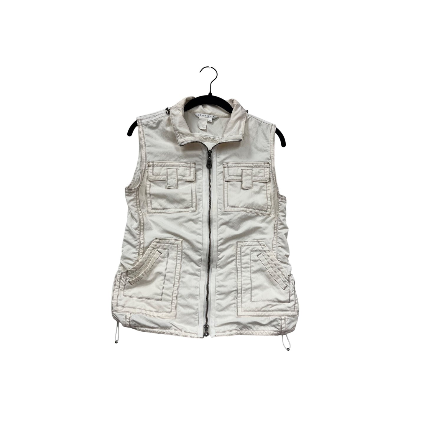 White Utility Zip-Up Vest Size 6 By Spanner #106A