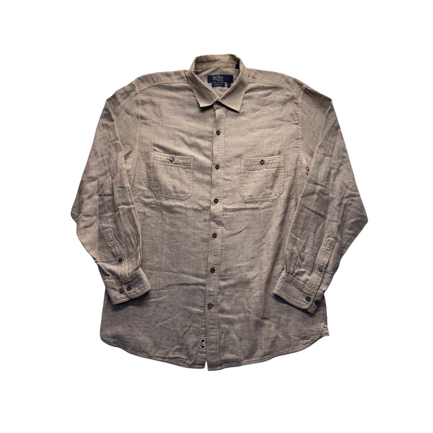 Nat Nast American Fit Brown Button-Up Long Sleeve Shirt L 269B