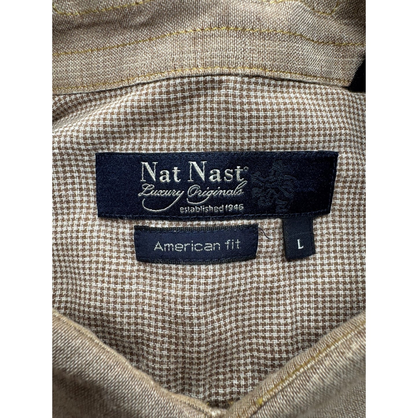 Nat Nast American Fit Brown Button-Up Long Sleeve Shirt L 269B
