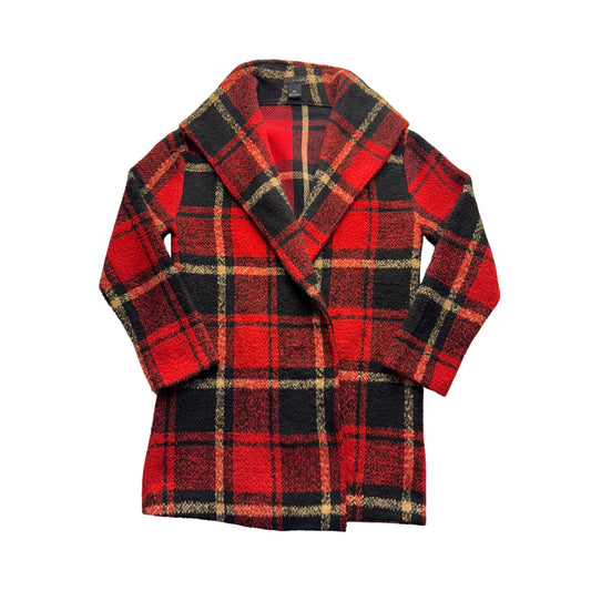 Classic Red & Black Plaid Wool Blend Coat By K. Kersh #9567