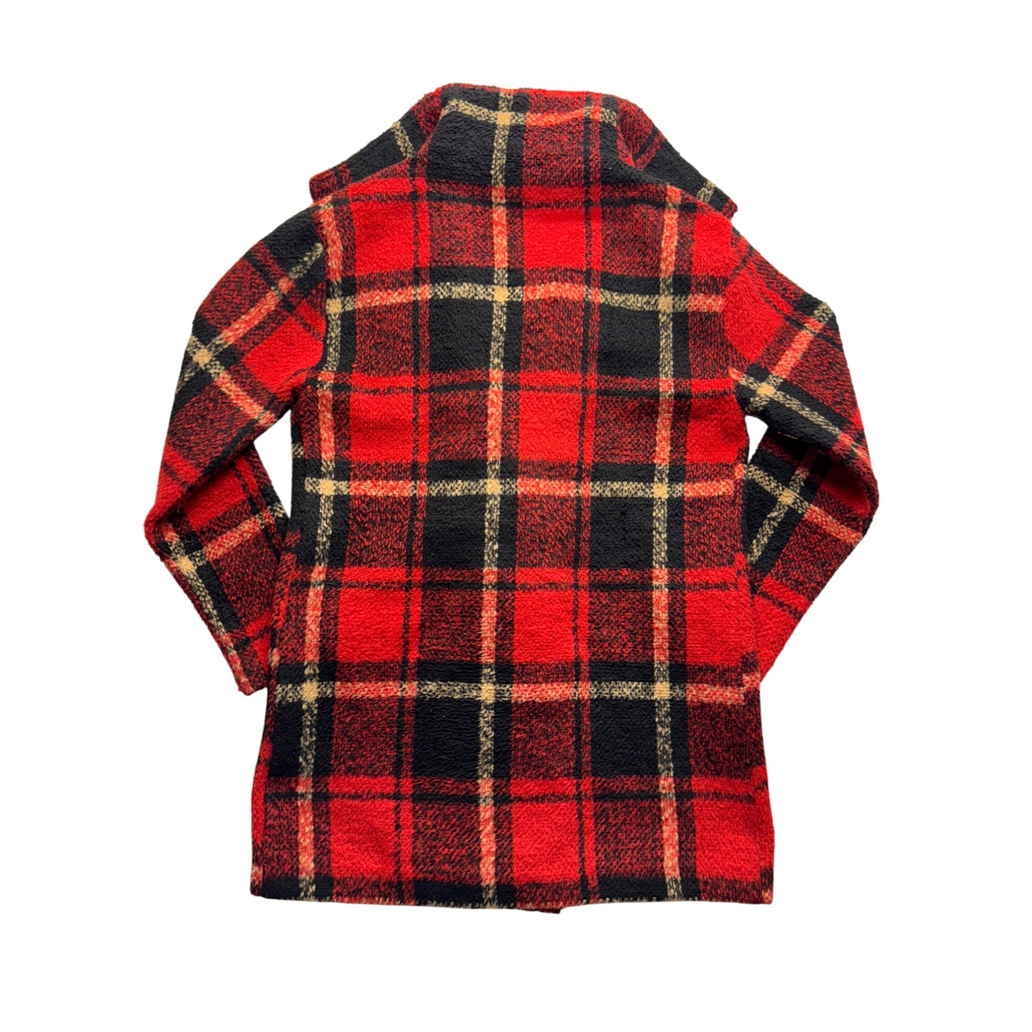 Classic Red & Black Plaid Wool Blend Coat By K. Kersh #9567