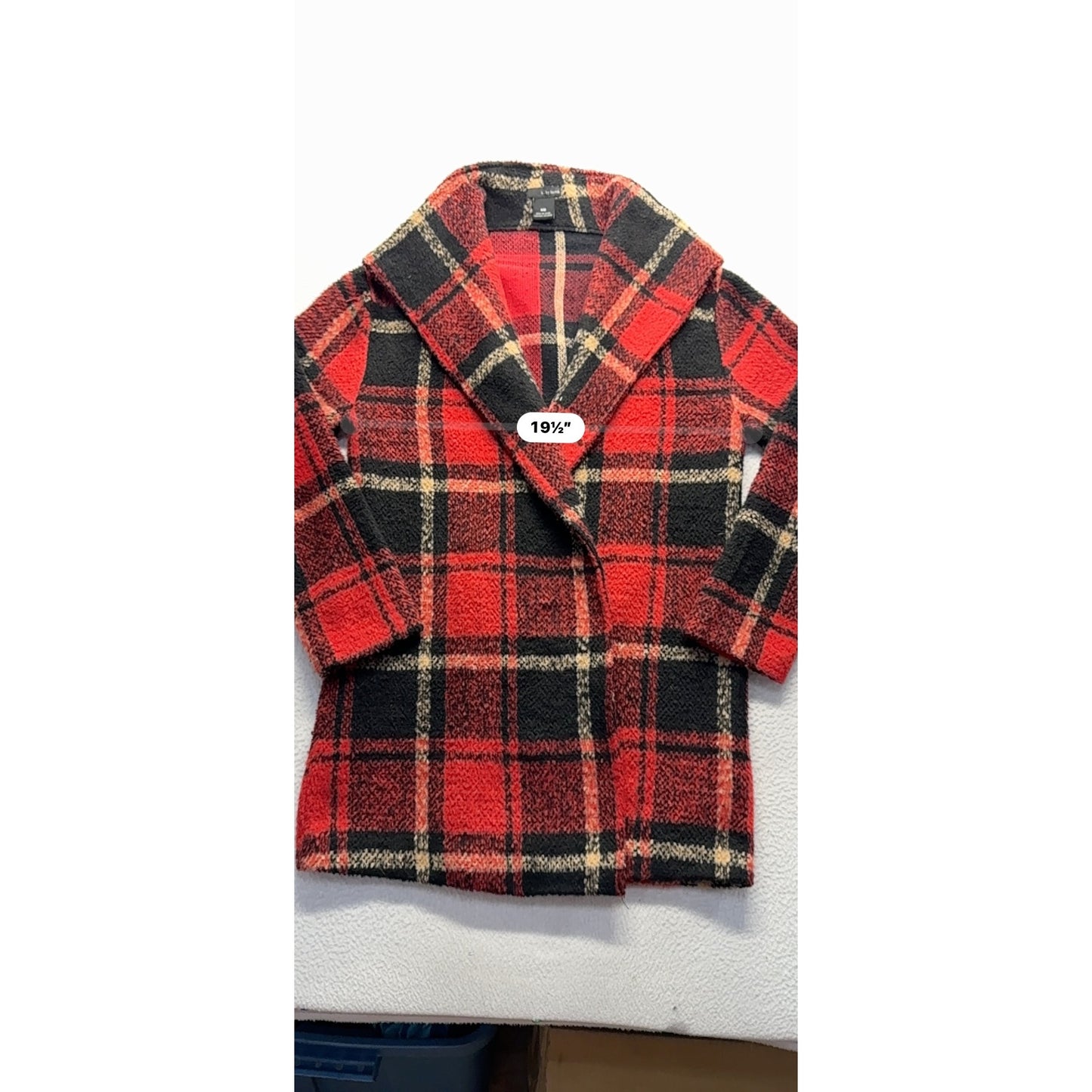 Classic Red & Black Plaid Wool Blend Coat By K. Kersh #9567