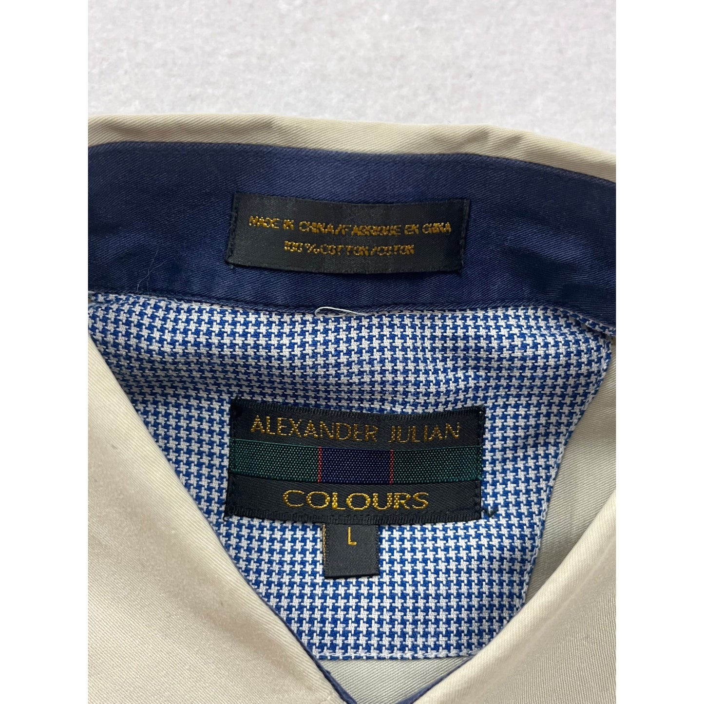 Alexander Julian Colours Beige Button-Up Shirt L #8817