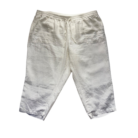 Lands End White Linen Crop Pants 22B