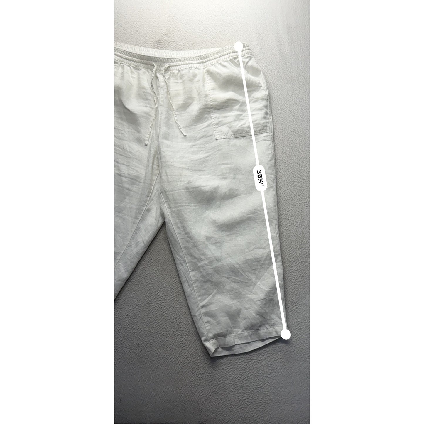 Lands End White Linen Crop Pants 22B