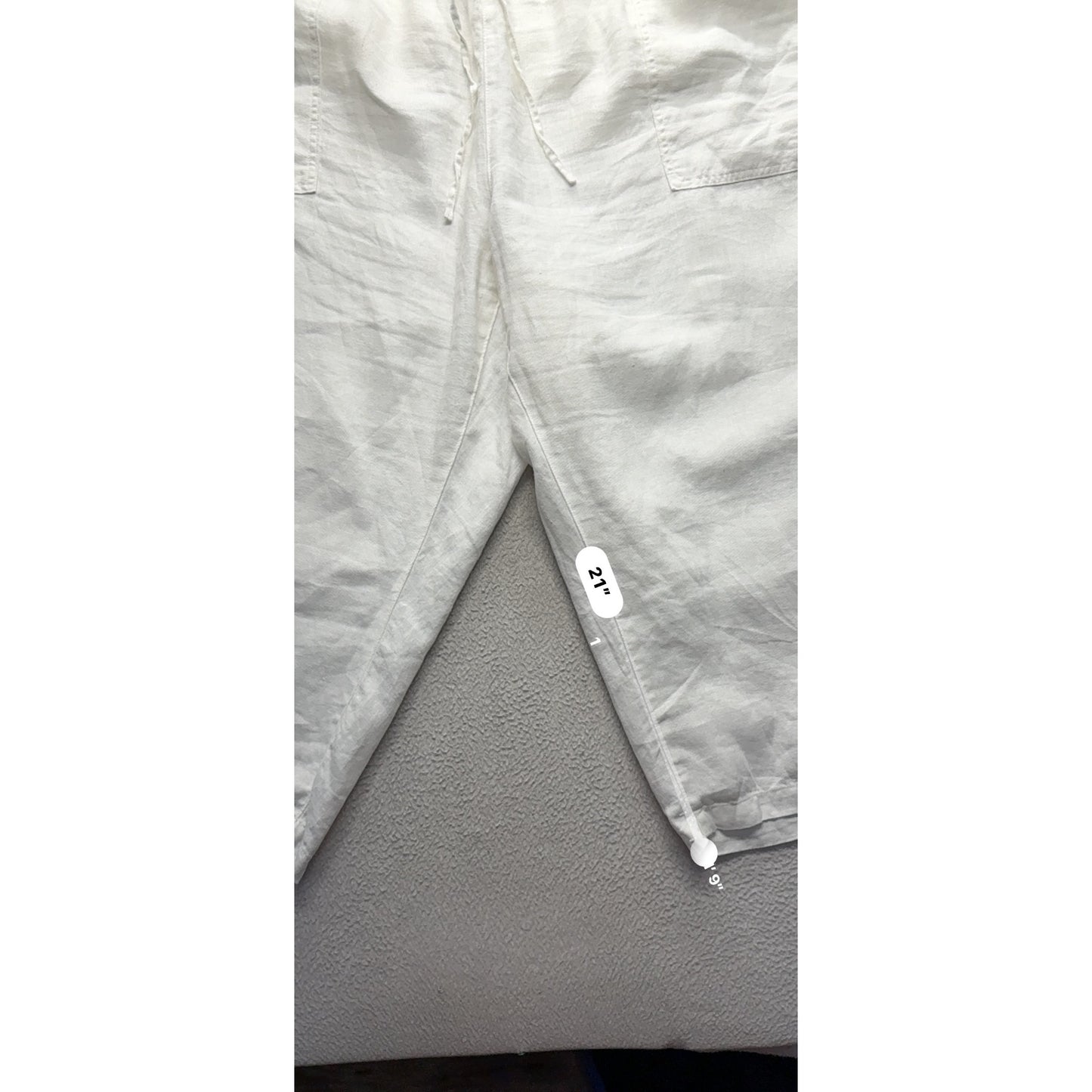 Lands End White Linen Crop Pants 22B