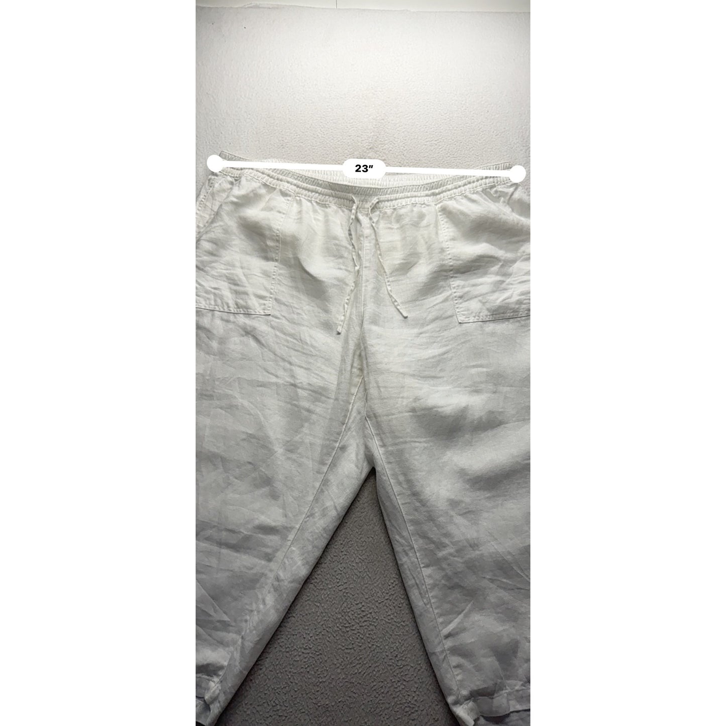 Lands End White Linen Crop Pants 22B