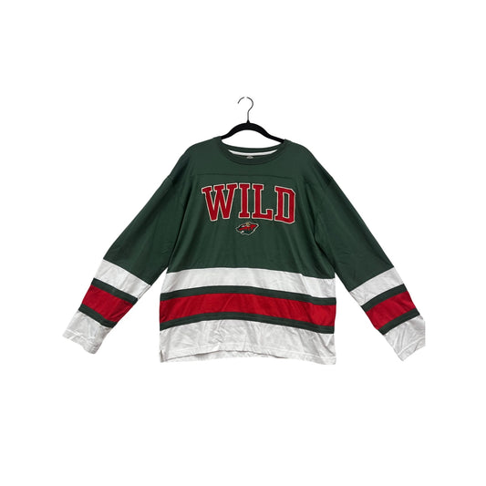Minnesota Wild NHL Green/Red Long-Sleeve Jersey Shirt L #98A