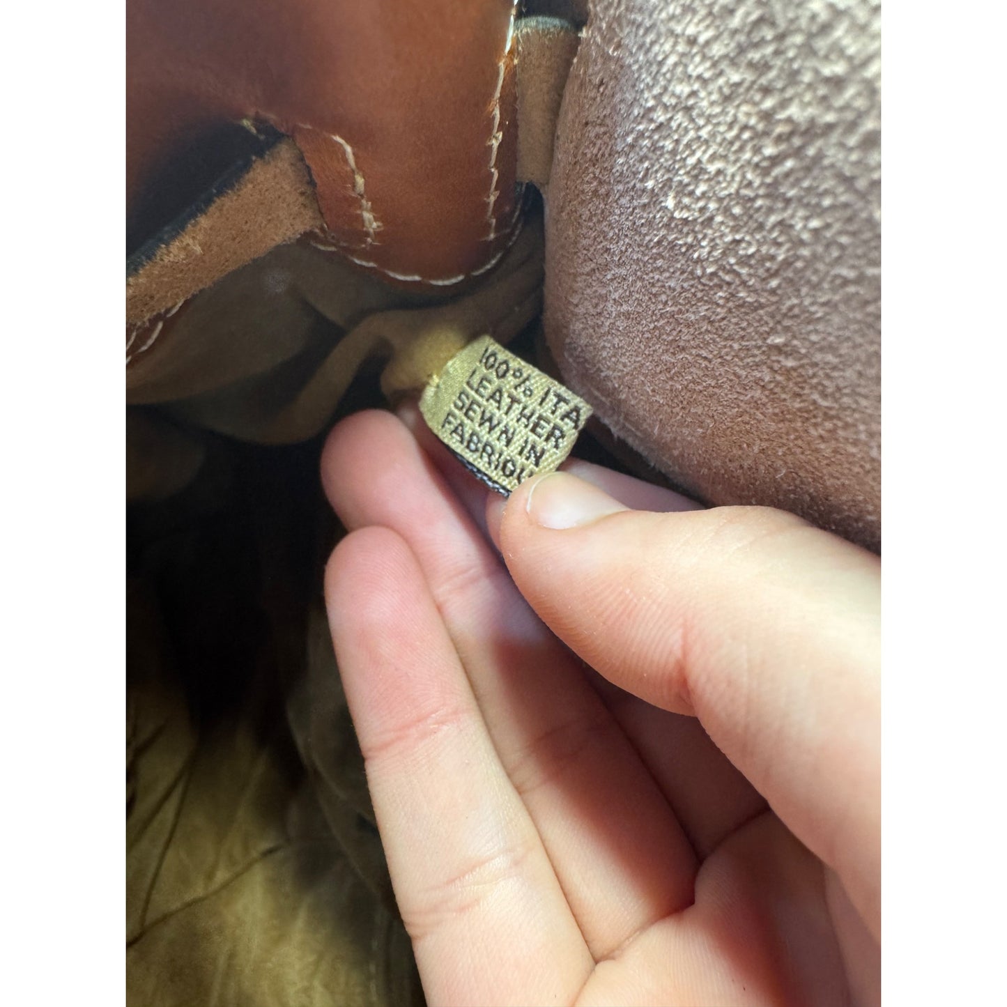 Brown Leather Satchel Bag With Brass Clasp & Twisted Handles #9661