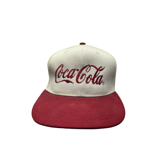 Vintage Coca-Cola Snapback Hat White & Red Adjustable Cap #9227