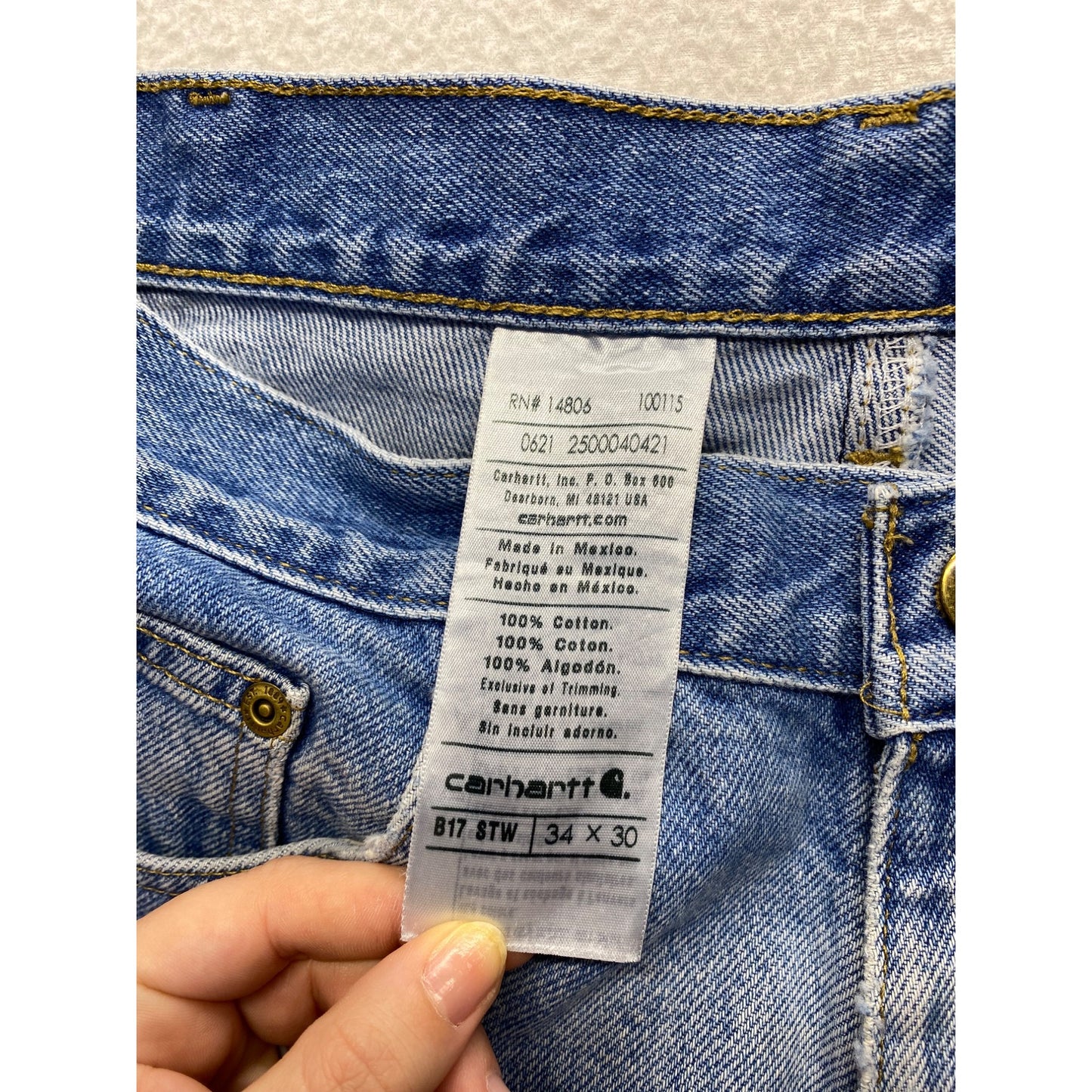 Carhartt Mens Blue Denim Relaxed Fit Jeans 34x30 #7206