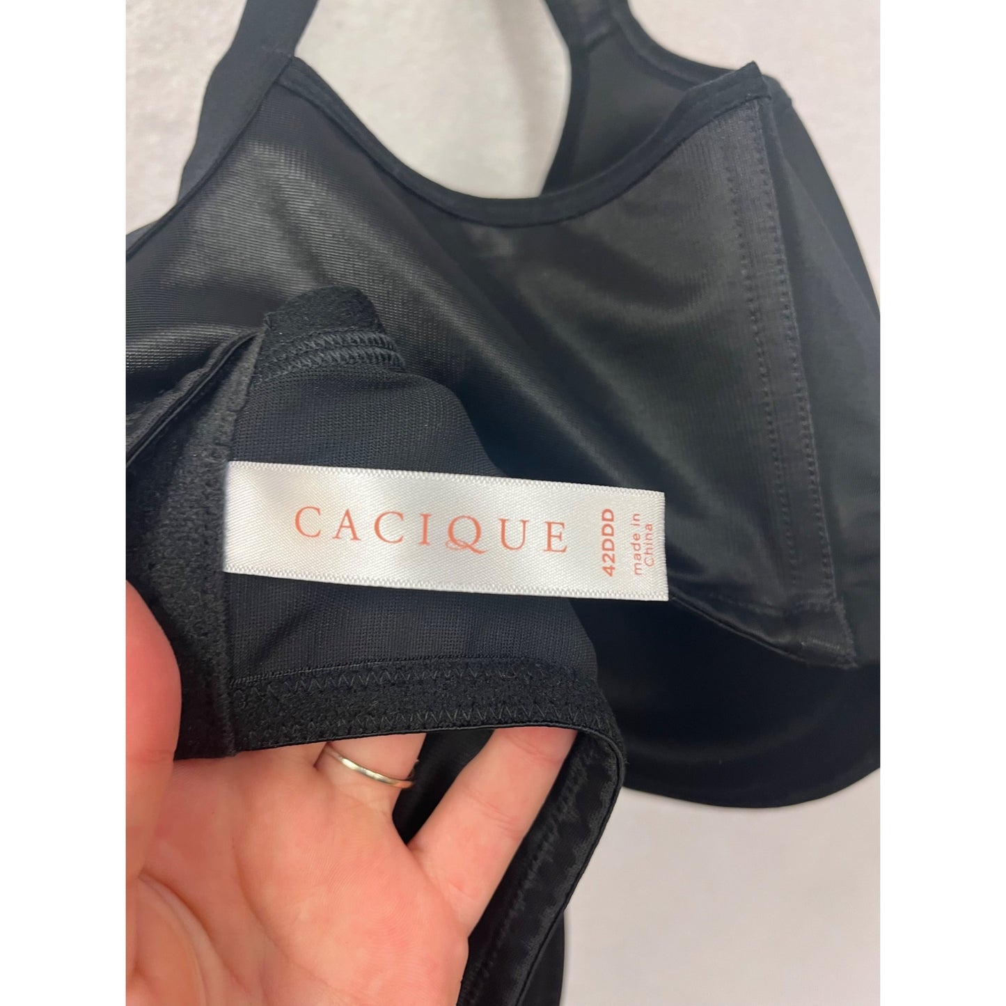 Cacique Black Back Smoothing Lightly Lined Bra 42DDD #8598