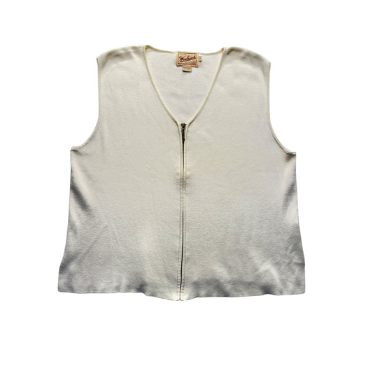 Woolrich Natural Zip-Front Sleeveless Cotton Vest Size L #9775