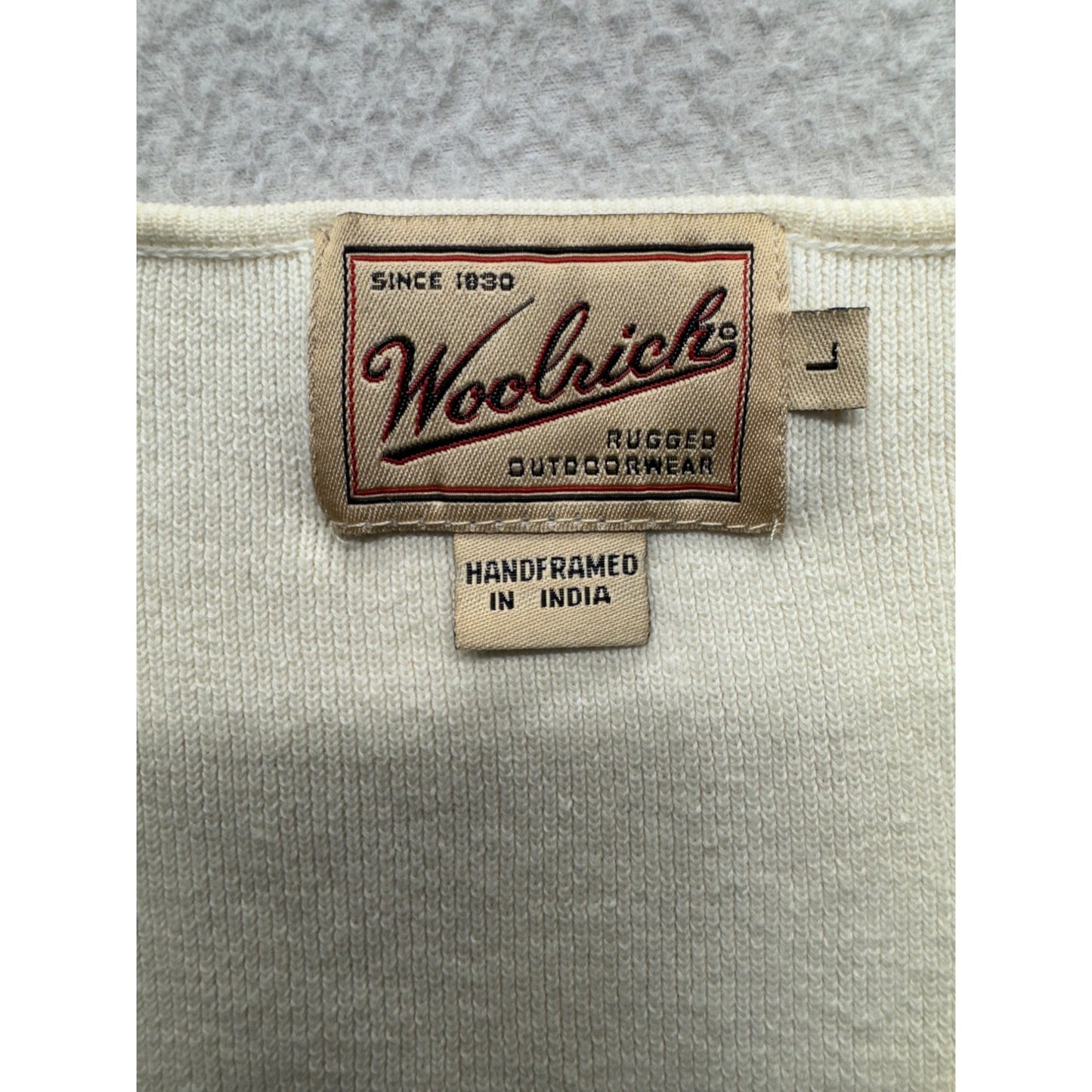 Woolrich Natural Zip-Front Sleeveless Cotton Vest Size L #9775