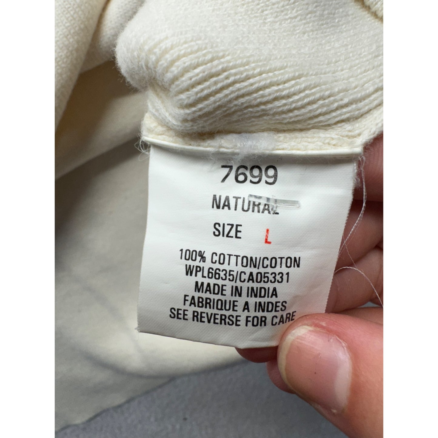 Woolrich Natural Zip-Front Sleeveless Cotton Vest Size L #9775