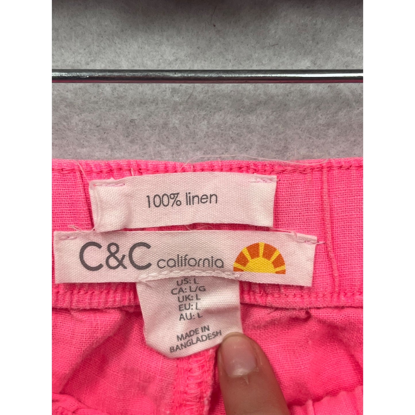 Womens Hot Pink Linen Shorts By C&C California Size L #8452
