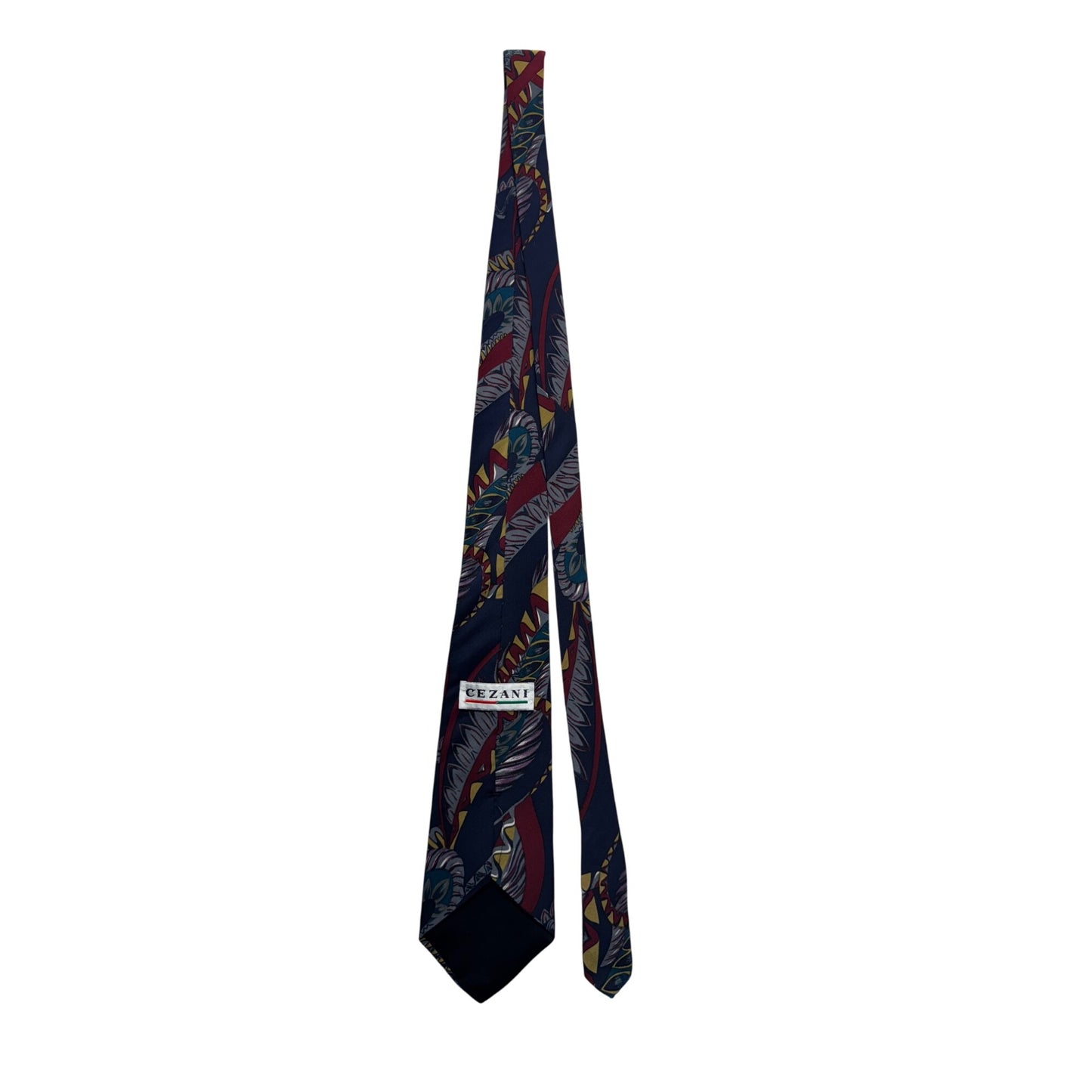 Cezani Silk Tie With Abstract Multicolor Pattern 28" #9604
