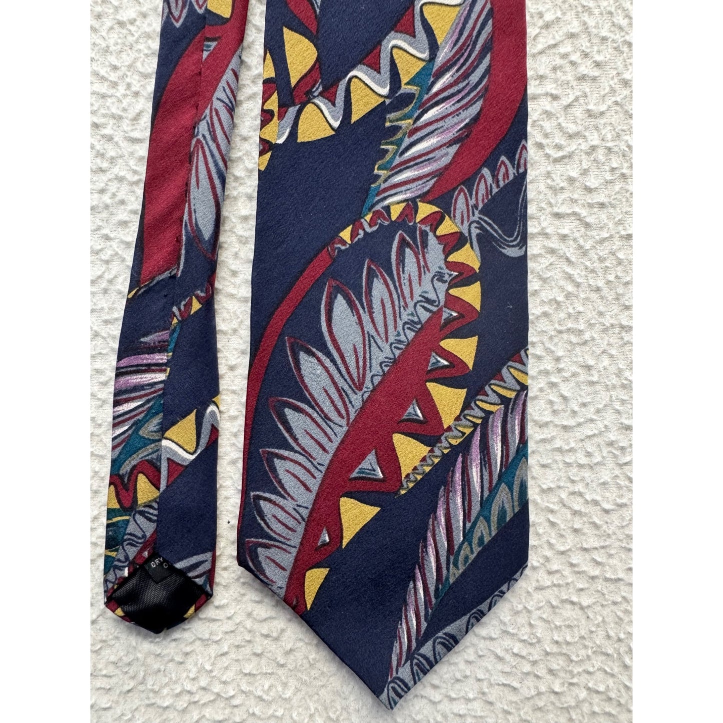 Cezani Silk Tie With Abstract Multicolor Pattern 28" #9604