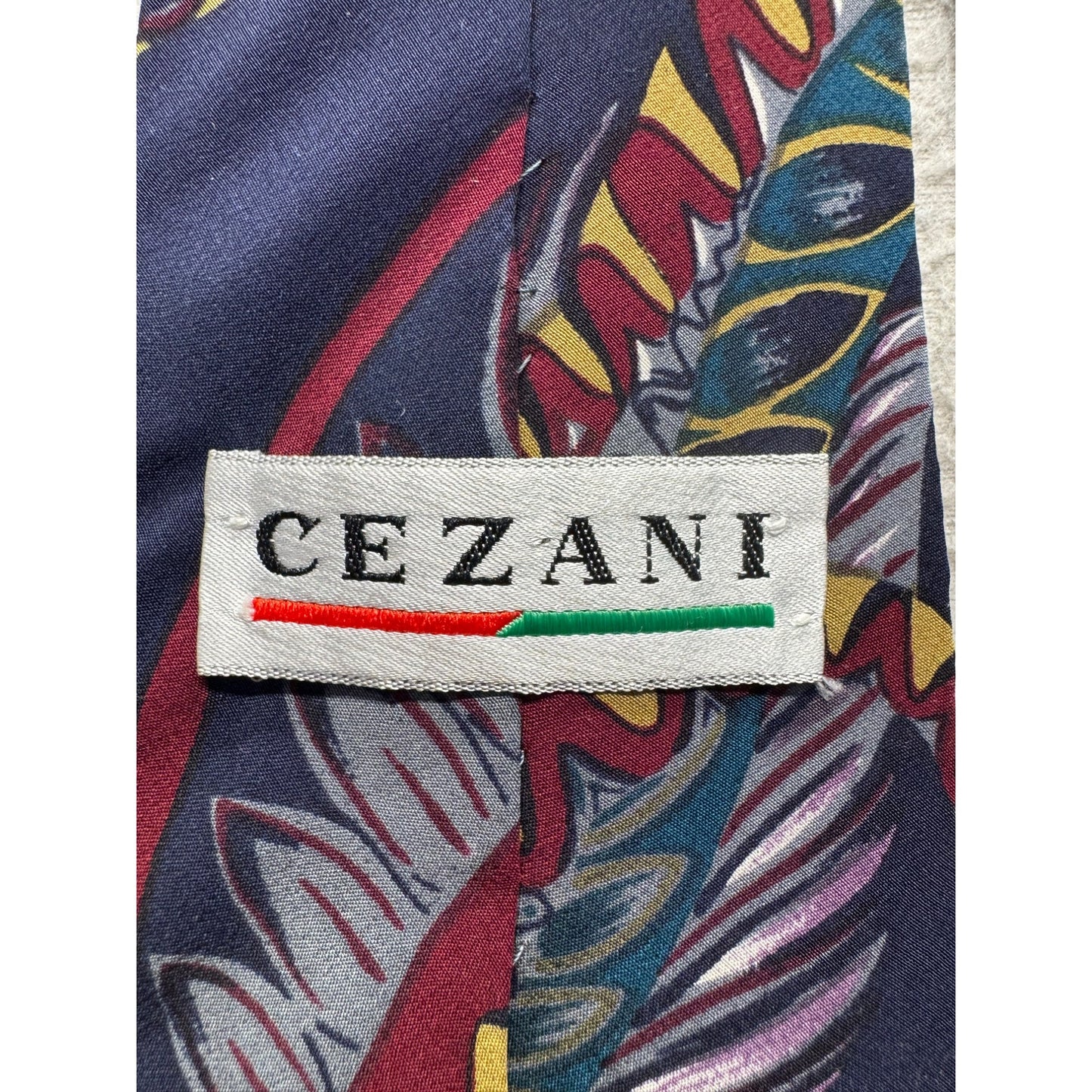 Cezani Silk Tie With Abstract Multicolor Pattern 28" #9604
