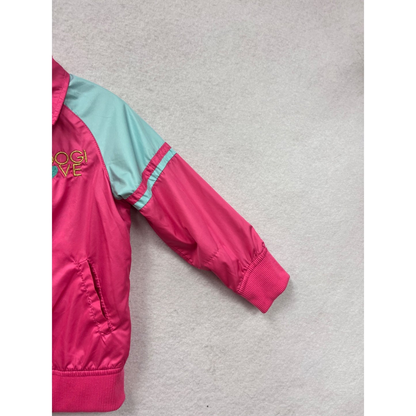 Coogi Pink & Mint Lightweight Jacket With Embroidered Details Full Zip #8690