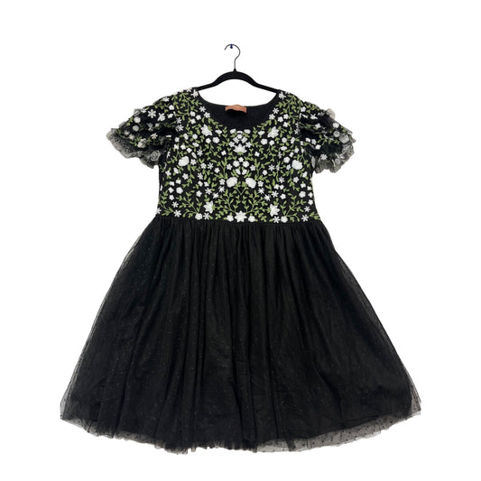 Jessakae 2XL Black Floral Embroidered Dress #159C