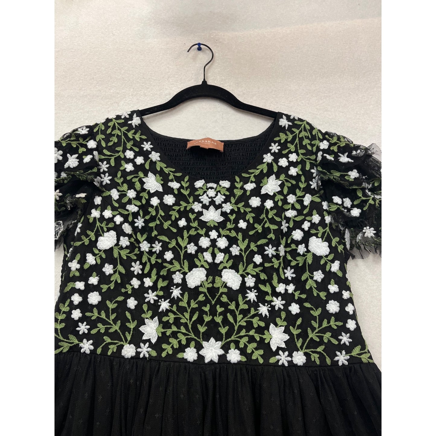 Jessakae 2XL Black Floral Embroidered Dress #159C