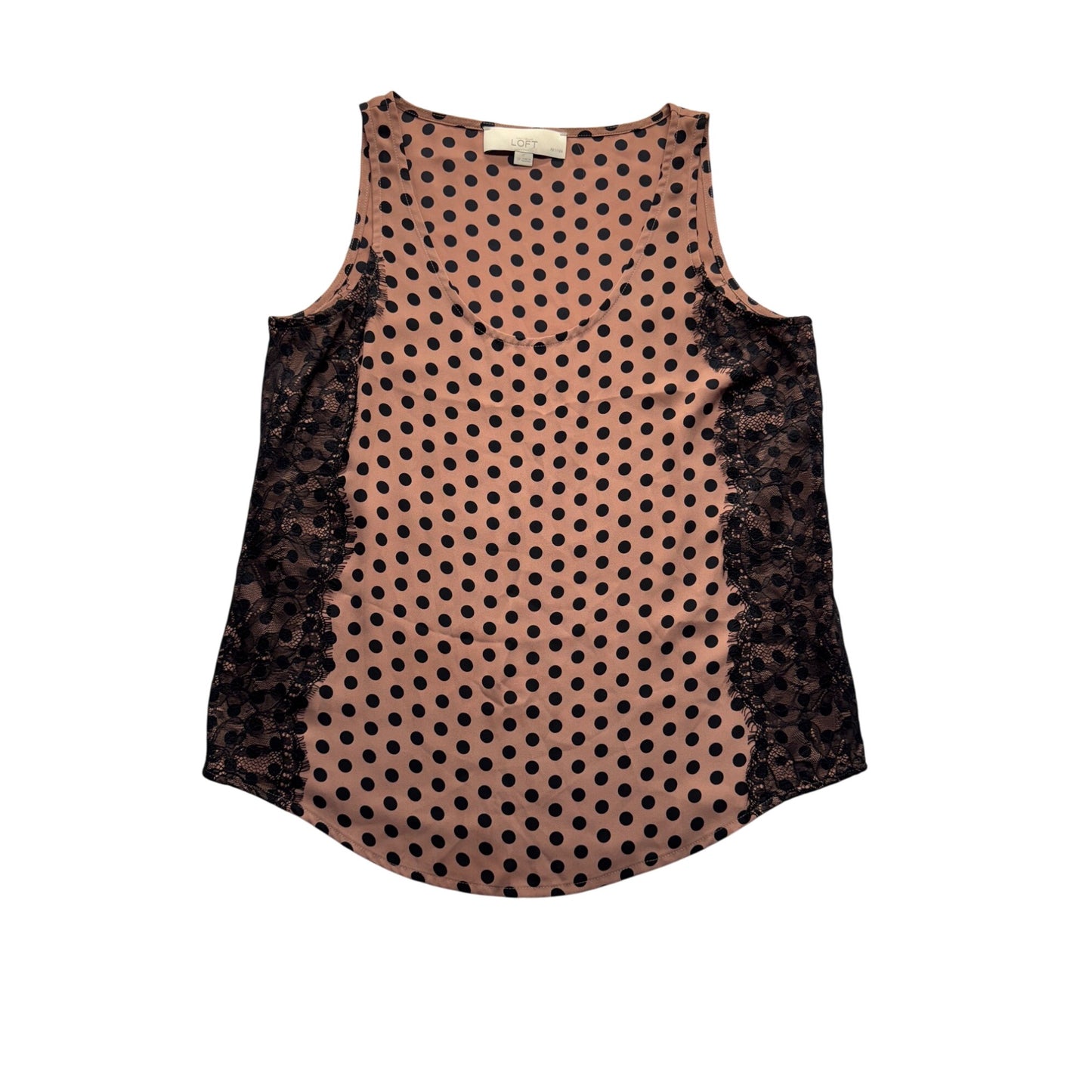Ann Taylor Loft Petites Polka Dot Sleeveless Top W/ Lace Sides SP #9304