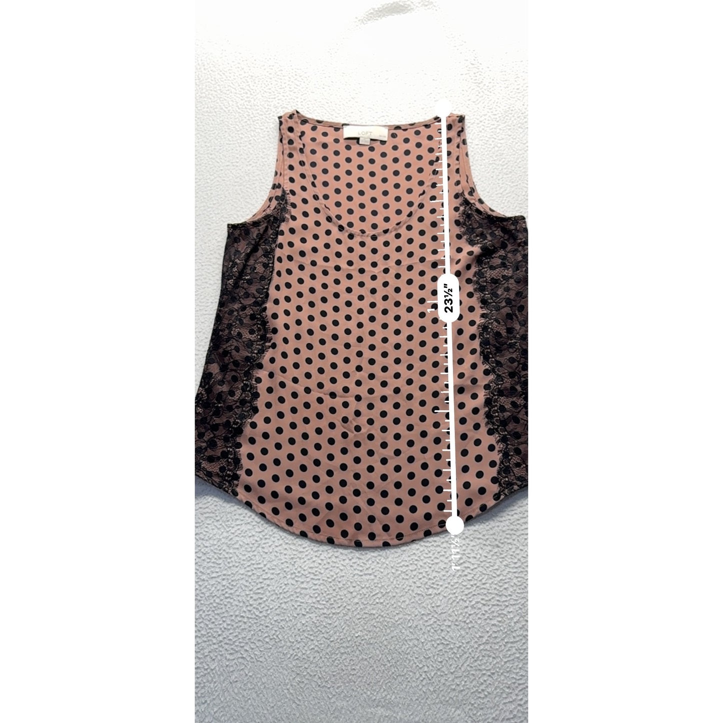 Ann Taylor Loft Petites Polka Dot Sleeveless Top W/ Lace Sides SP #9304