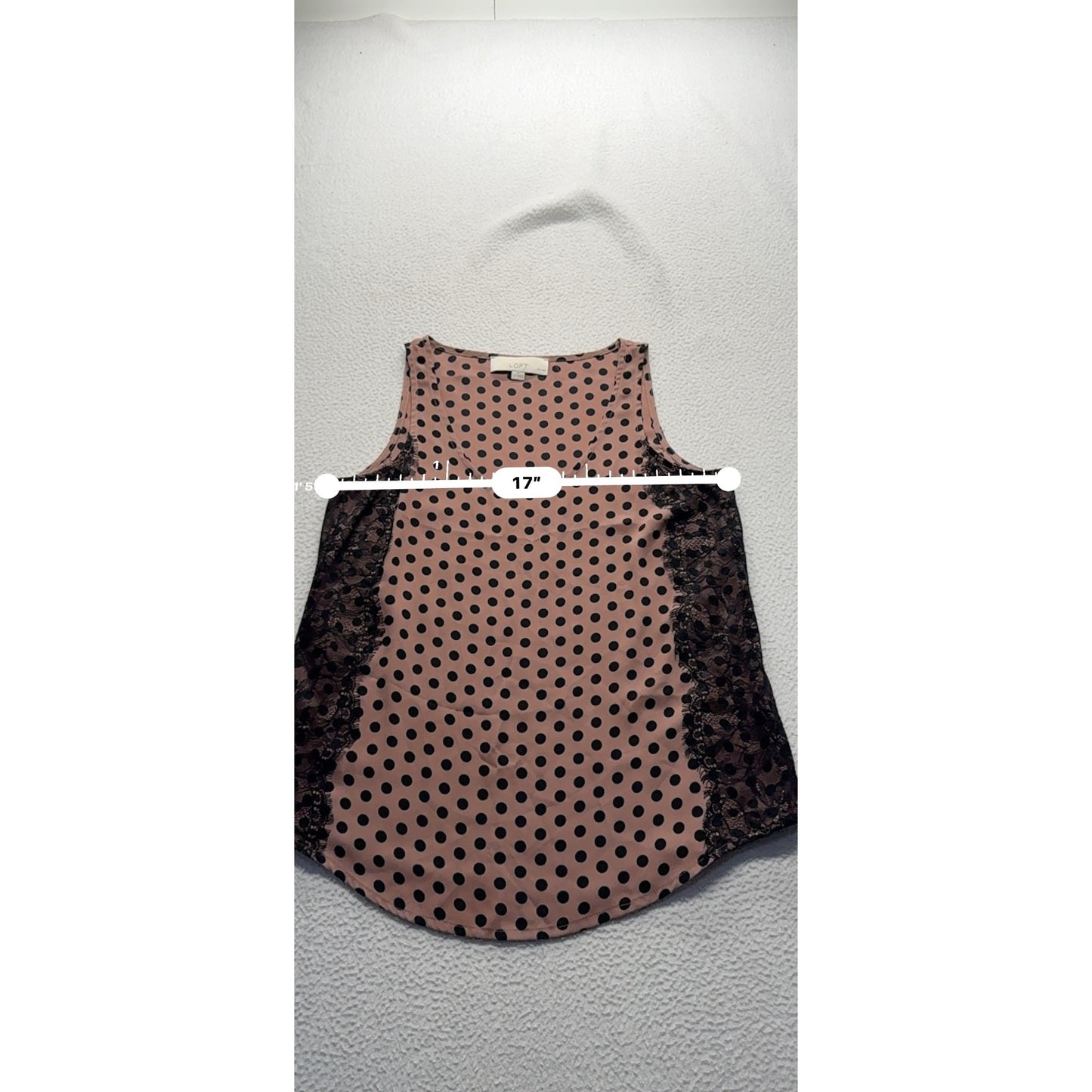 Ann Taylor Loft Petites Polka Dot Sleeveless Top W/ Lace Sides SP #9304