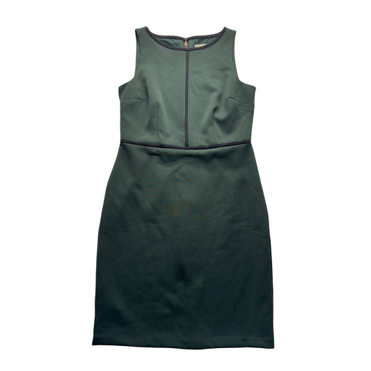 Loft Green Sheath Dress With Black Trim Size 8 Polyester Blend Knee Length #7790