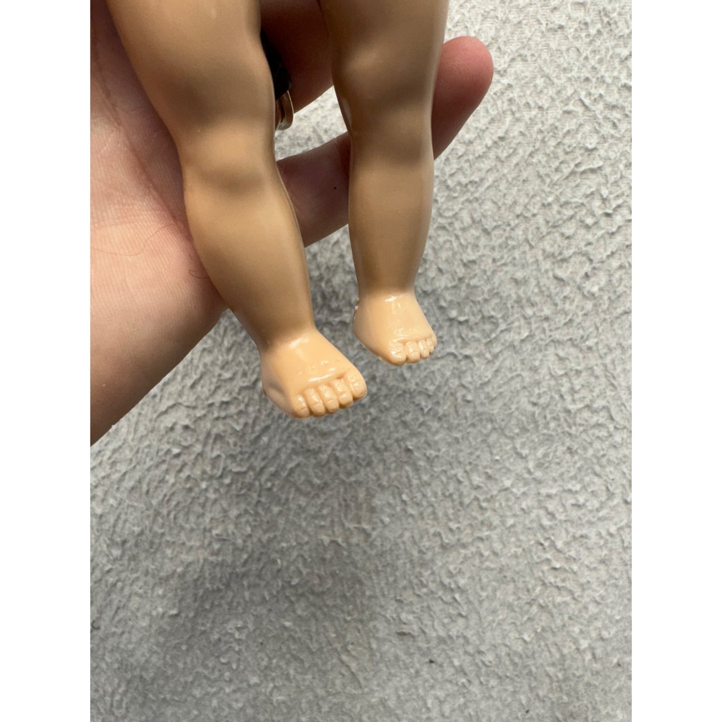 Vintage 1950s Hard Plastic Doll With Long Brown Hair & Blue Ribbon #422B