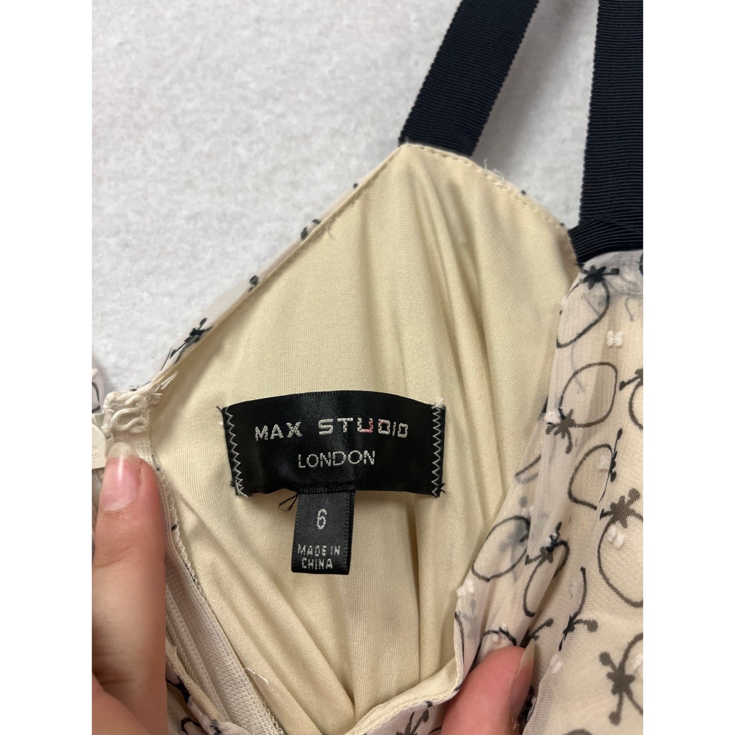 Max Studio Womens 6 Beige & Black Tiered Ruffle Maxi Dress With Adjustable Straps #107A