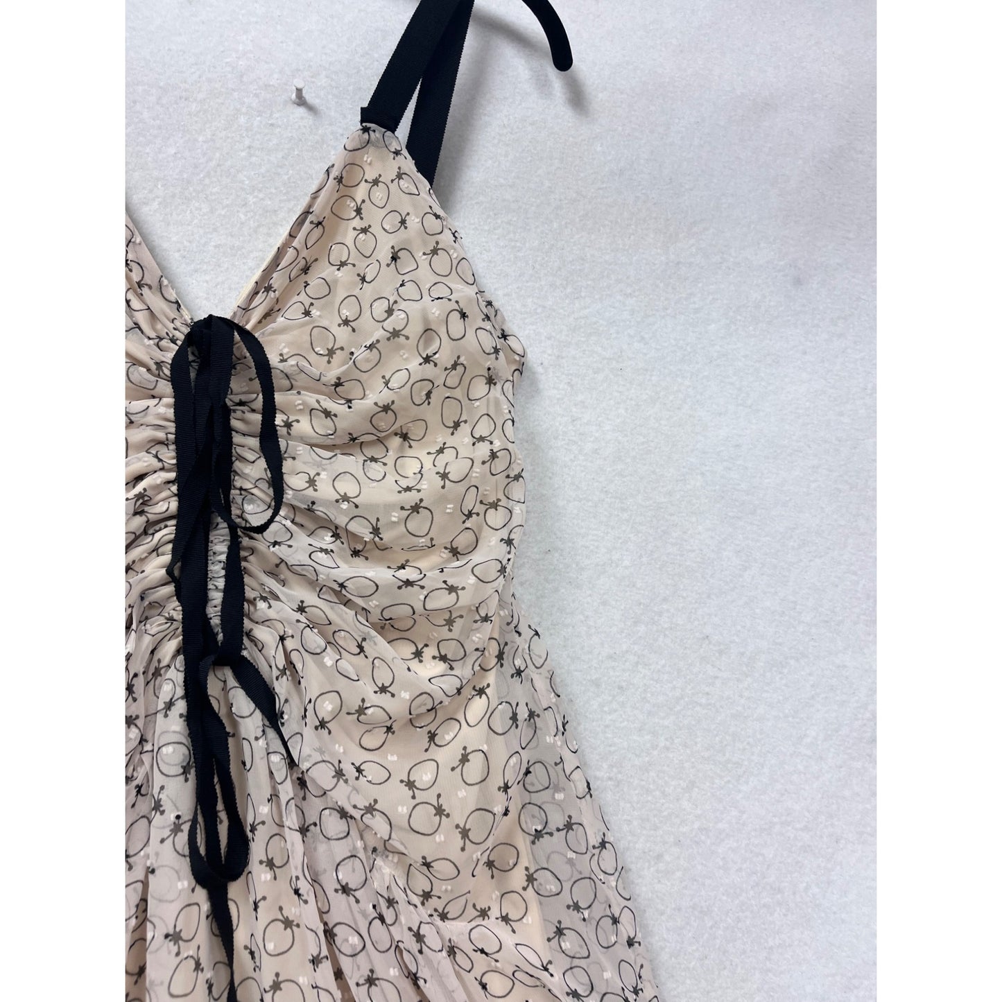 Max Studio Womens 6 Beige & Black Tiered Ruffle Maxi Dress With Adjustable Straps #107A