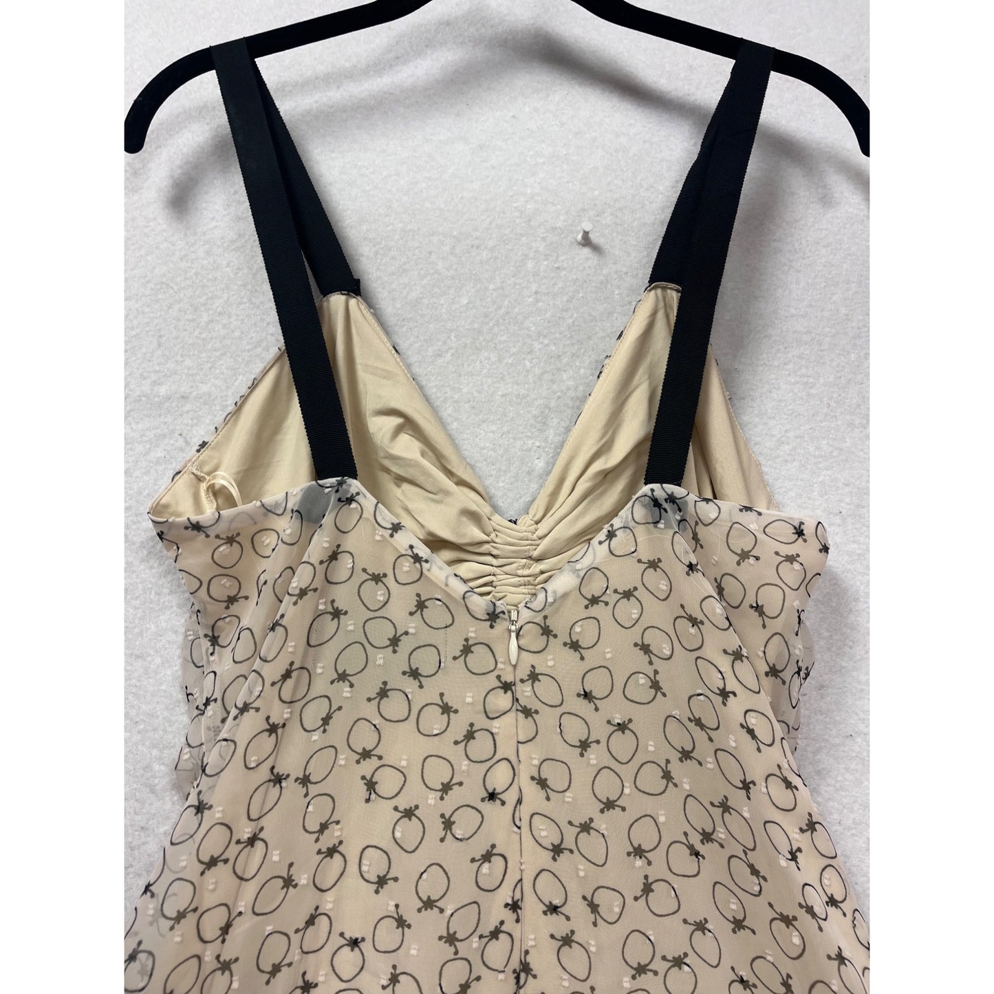 Max Studio Womens 6 Beige & Black Tiered Ruffle Maxi Dress With Adjustable Straps #107A