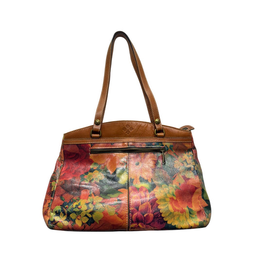 Patricia Nash Vintage Floral Leather Shoulder Bag Italian Leather #9663