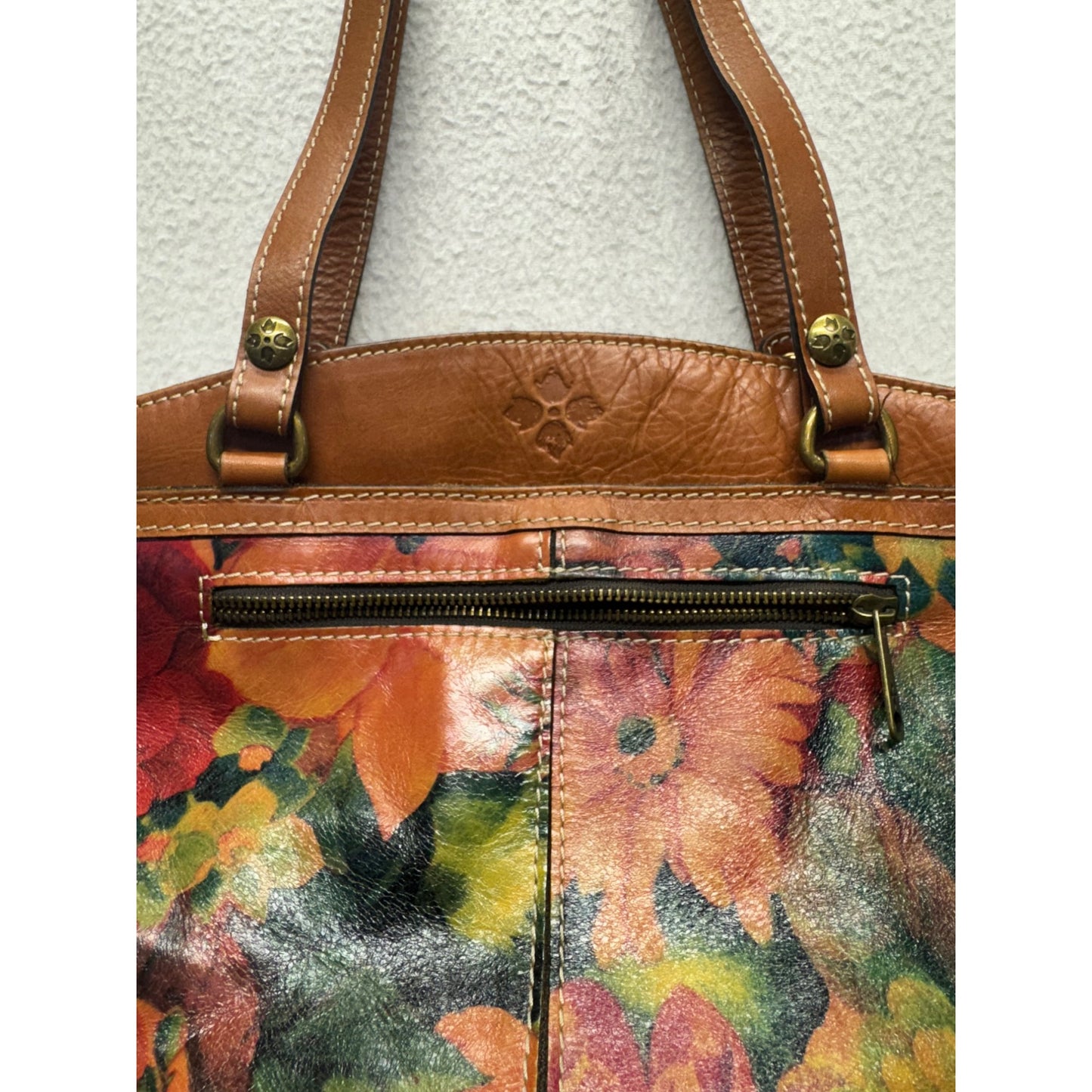 Patricia Nash Vintage Floral Leather Shoulder Bag Italian Leather #9663