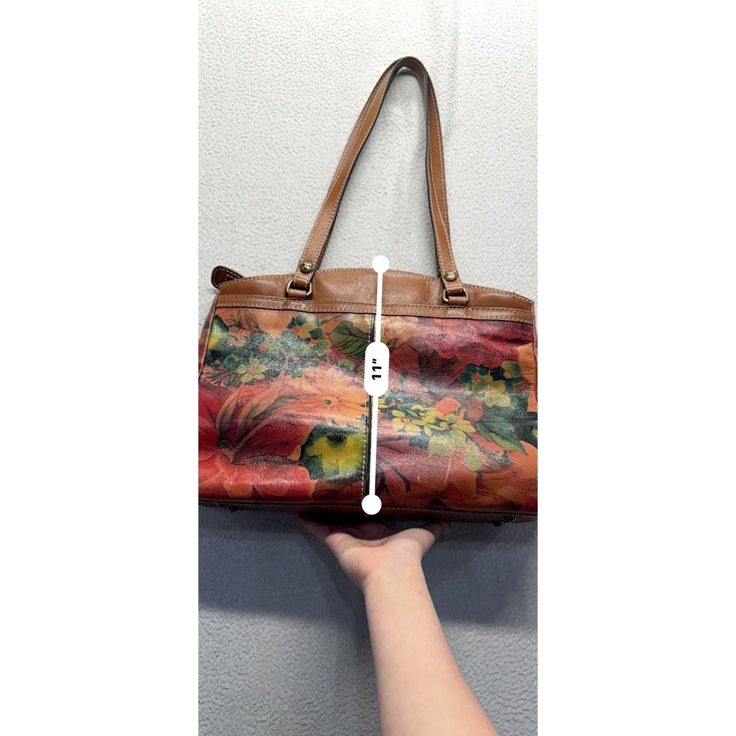 Patricia Nash Vintage Floral Leather Shoulder Bag Italian Leather #9663